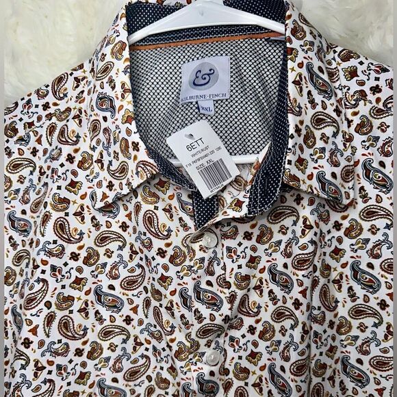 Kilburne & Finch Long Sleeve Button Up Shirt Mens Size XXL White/Rush New NWT - Picture 3 of 4